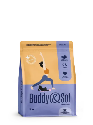 Buddy&Sol Premium Полнорационный сухой корм премиум-класса с индейкой для стерилизованных кошек
