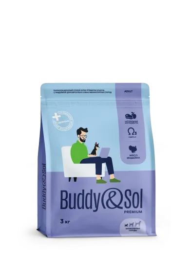 Buddy&Sol Premium Полнорационный сухой корм премиум-класса с индейкой для взрослых собак миниатюрных пород