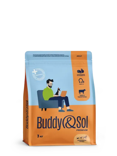 Buddy&Sol Premium Полнорационный сухой корм премиум-класса с телятиной для взрослых собак миниатюрных пород