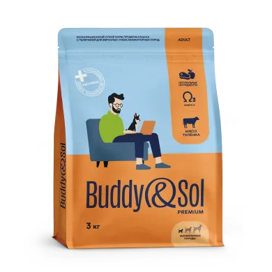 Buddy&Sol Premium Полнорационный сухой корм премиум-класса с телятиной для взрослых собак миниатюрных пород