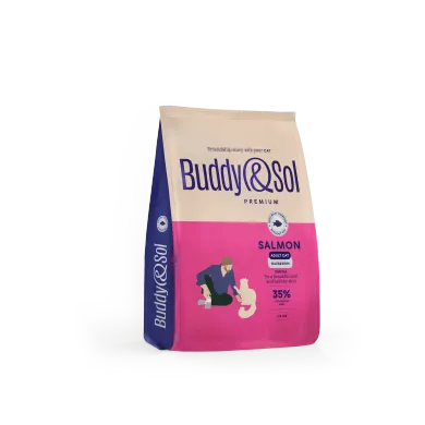 Buddy&Sol PREMIUM ADULT HAIR & SKIN Полнорационный сухой корм премиум-класса с лососем для взрослых кошек, здоровая кожа и красивая шерсть 0,4