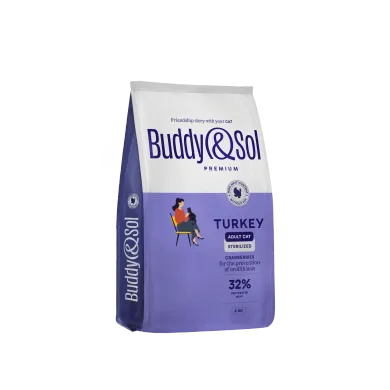 Buddy&Sol PREMIUM STERILIZED Полнорационный сухой корм премиум-класса с индейкой для стерилизованных кошек 8