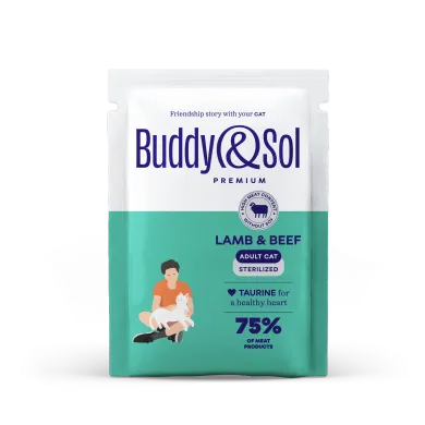 B&S PREMIUM STERILIZED Влажный корм д/кошек стерил (ягнёнок и телятина в соусе) 85г, BS356