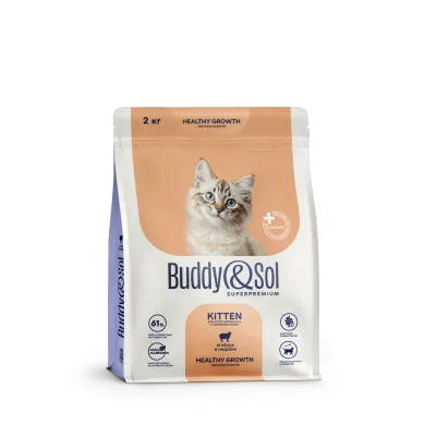 Buddy&Sol Superpremium KITTEN ПОЛНОРАЦИОННЫЙ СУХОЙ КОРМ СУПЕРПРЕМИУМ-КЛАССА С Я…