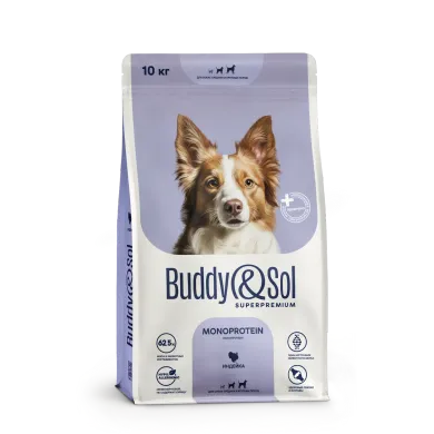 Buddy&Sol SUPERPREMIUM MONOPROTEIN МОНОПРОТЕИН ПОЛНОРАЦИОННЫЙ СУХОЙ КОРМ СУПЕРПРЕМИУМ-КЛАССА С ИНДЕЙКОЙ ДЛЯ ВЗРОСЛЫХ СОБАК СРЕДНИХ И КРУПНЫХ ПОРОД. 10кг.