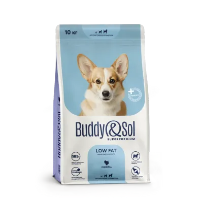 Buddy&Sol SUPERPREMIUM LOW FAT НИЗКОЕ СОДЕРЖАНИЕ ЖИРОВ ПОЛНОРАЦИОННЫЙ СУХОЙ КОРМ СУПЕРПРЕМИУМ-КЛАССА С ИНДЕЙКОЙ ДЛЯ ВЗРОСЛЫХ СОБАК СРЕДНИХ И КРУПНЫХ ПОРОД. 10кг.