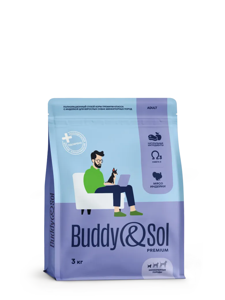 Buddy&Sol Premium Полнорационный сухой корм премиум-класса с индейкой для взрослых собак миниатюрных пород