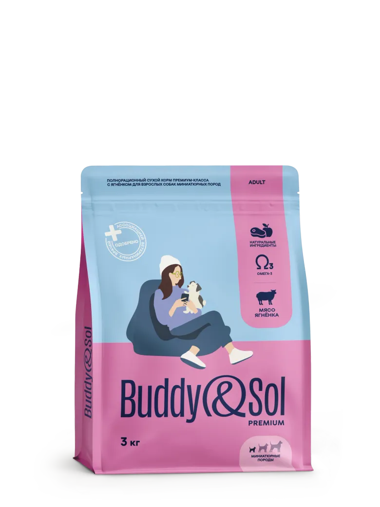 Buddy&Sol Premium Полнорационный сухой корм премиум-класса с ягнёнком для взрослых собак миниатюрных пород