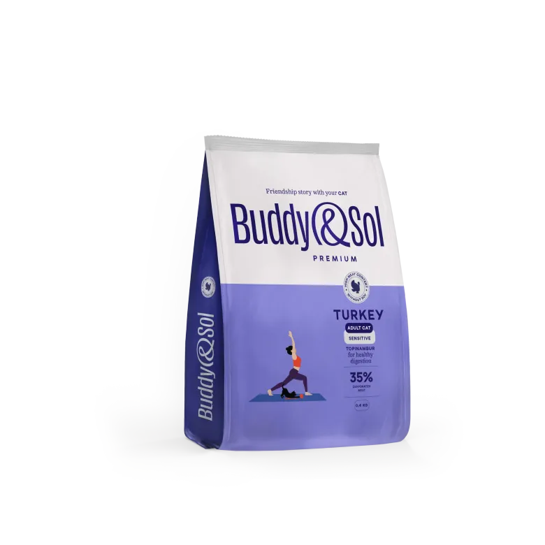 Buddy&Sol PREMIUM SENSITIVE Полнорационный сухой корм премиум-класса с индейкой для взрослых кошек с чувствительным пищеварением 1,8