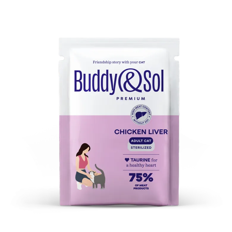 B&S PREMIUM STERILIZED Влажный корм д/кошек стерил (курица в соусе) 85г, BS355