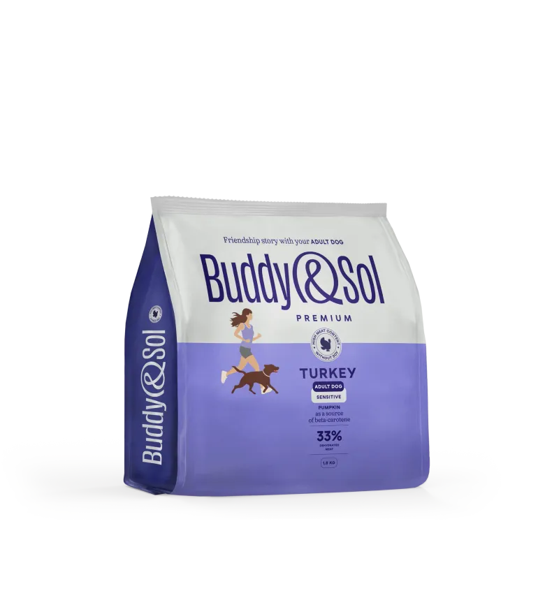 Buddy&Sol PREMIUM SENSITIVE Полнорационный сухой корм премиум-класса с индейкой для взрослых собак средних и крупных пород. Чувствительное пищеварение 1,8